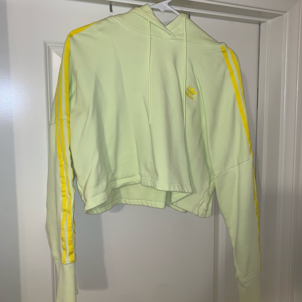 Adidas Cropped Yellow/Green Sweatshirt Hoodie